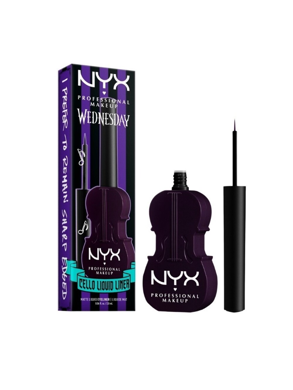 NIB NYX x Wednesday Cello Liquid Liner Matte Purple Eyeliner Limited Edition Set